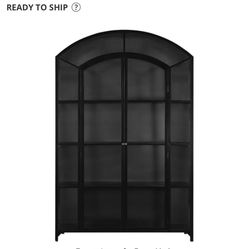 Stancil Industrial Matte Black Iron Frame Clear Glass Door Wide Arch Display Case