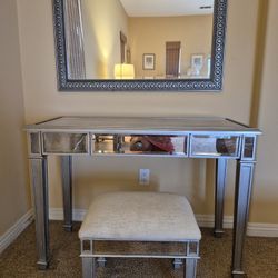 Mirrored Desk With Ottoman