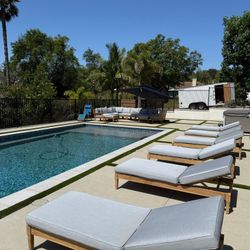 New TEAK Outdoor Patio Wood Furniture Pool Lounger Chase Sunbrella