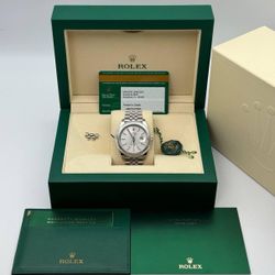 2019 Rolex Datejust 41mm stainless steel smooth bezel silver stick dial 126300 jubilee bracelet full set