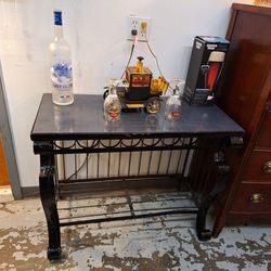 Wrought Iron (8) Bottle Wine Rack Console Table