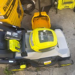 Lawn Mower Ryobi self propelled C/W 6ah Battery & Fast Charge As Is