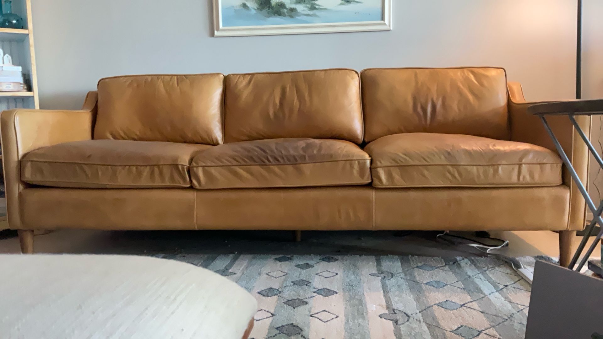 Carmel Colored Leather Couch