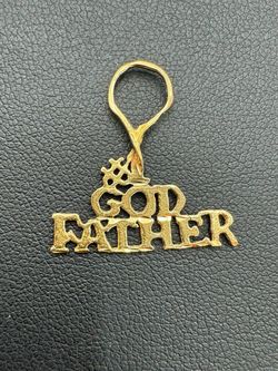 14k solid yellow gold GOD FATHER pendant charm 0.9 grams