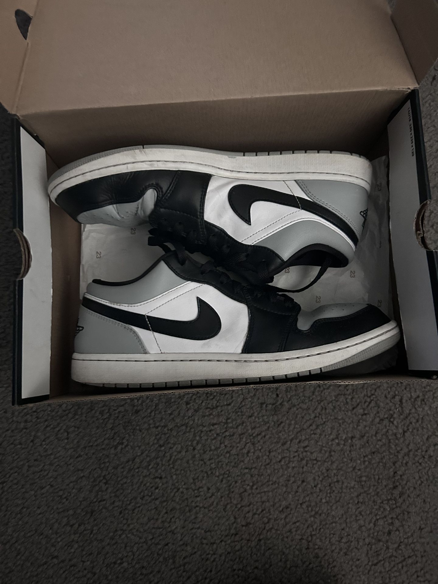 Jordan 1 grey and black lows size 11