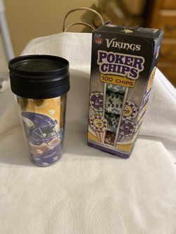 Minnesota Vikings Poker Chips And Cup