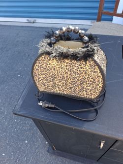 Lepard print tissue. Box cover ( ceramic), hand bag inspired decorative lamp lepard print and lepard print small trash can