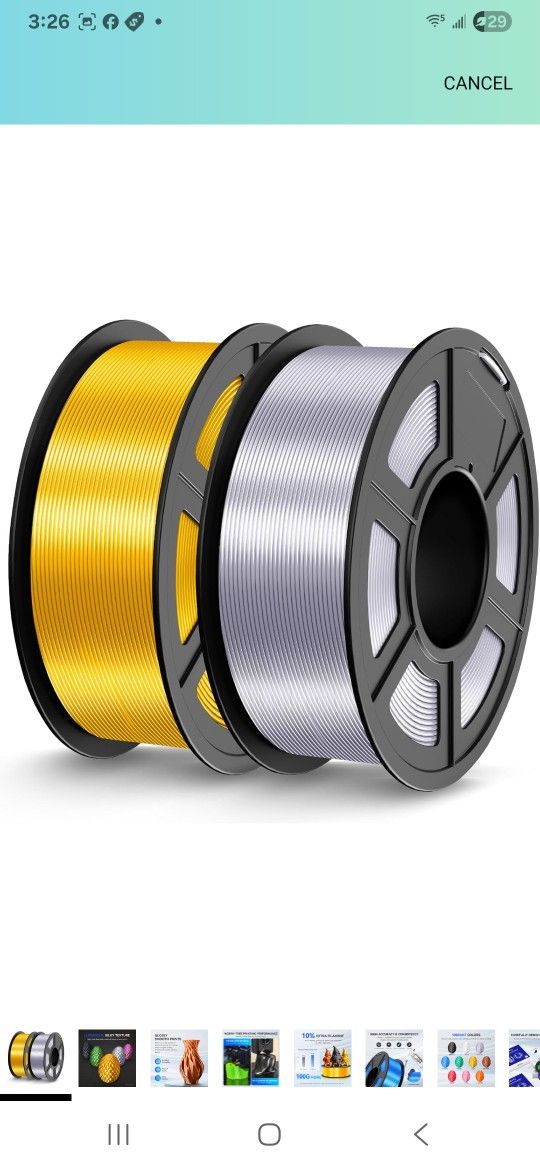 Filament 1.75mm 2.2kg Metal Gold & Silver $15