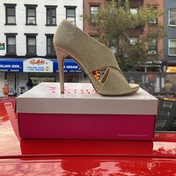 Chinese laundry gold Glitter Open Toe Shoes 