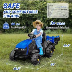 24V 9AH Ride-On Tractor with Easy-to-Detach Trailer, 24V Ride-On Toys 400W Electric Vehicles with Shovel, All-Terrain Capability, $160