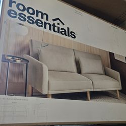 Corduroy Taupe Futon Sofa - Like New/Great Condition - Mid-Century Modern (Humble TX)