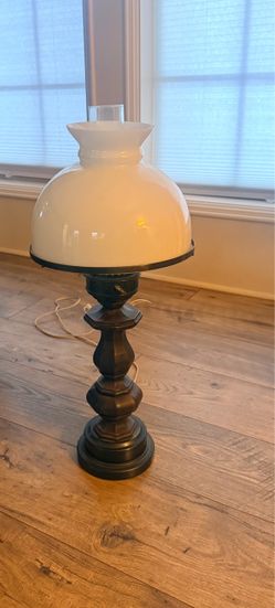 Vintage Brass Lamp w/ milk glass shade