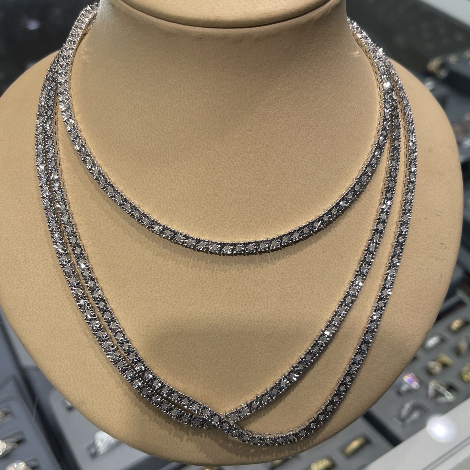 Silver Diamond Tennis Necklace..💎💎💎 We Have All Size Available In Stock ..