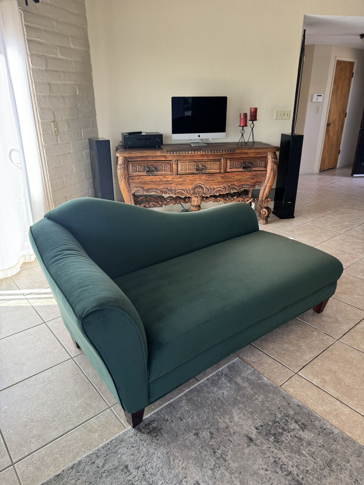 Emerald Green Chaise Lounge - Custom Upholstered (Micro-Velvet)