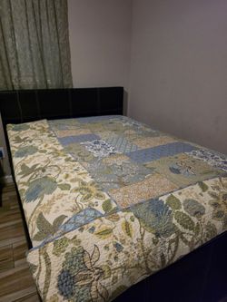 Faux leather full size platform bed