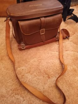 Vintage Brown Leather Carrying case 1950's with Tripod Holder