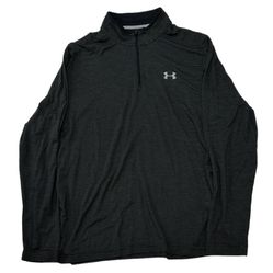 Under Armour Men’s ColdGear Striped Long Sleeve Black Henley Zip Shirt Size XXL