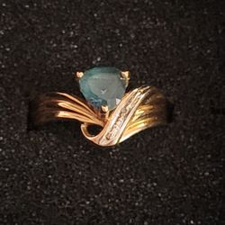 14k Gold Blue Citron Ring 