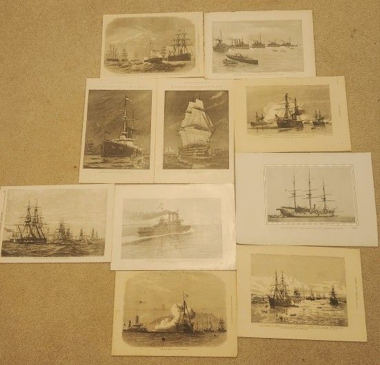 X10 Antique Nautical Lithographs 