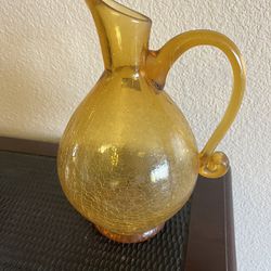 Vintage Amber Glass Pitcher