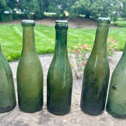 Vintage Dark Green 10” Bottles 