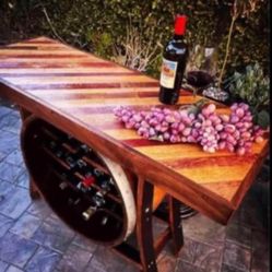 Wine Barrel Console Table