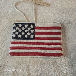 Amanda Smith American Flag Beaded Cross Purse