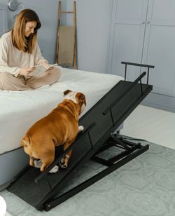 Doggoramp Brand Adjustable Wood Dog Ramp for Bed