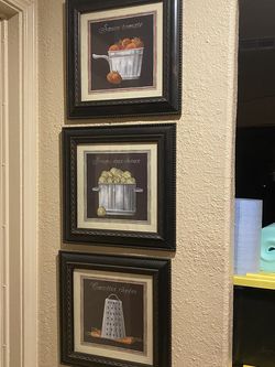 3 Pc Framed Wall Decor 16x16