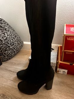 Thigh high suede boots
