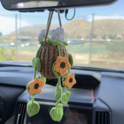 Bouquet of Star Flowers Pot Handmade Crochet Cute Gift Amigurumi Car Decoration