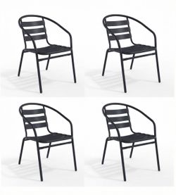 OBO Set Of 4-New Other Flash Furniture Lila Bronze Metal Restaurant Stackable Chairs