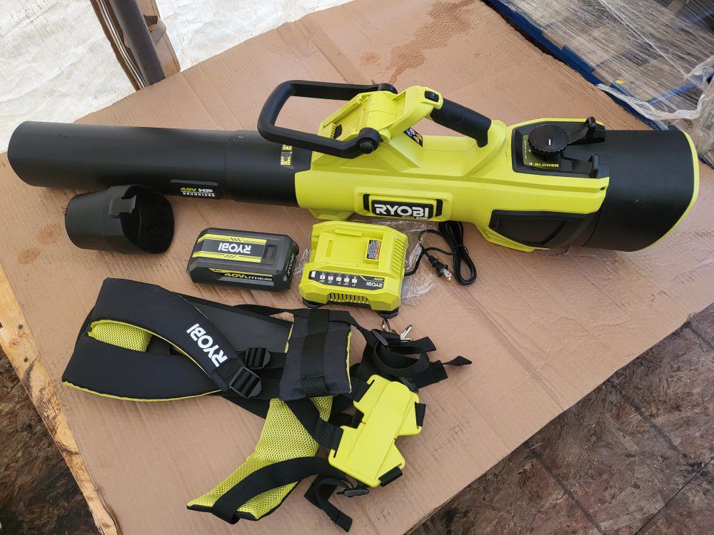 RYOBI
40V HP Brushless 100MPH 600 CFM Cordless Leaf Blower with  4.0 Ah Batteries+Charger 