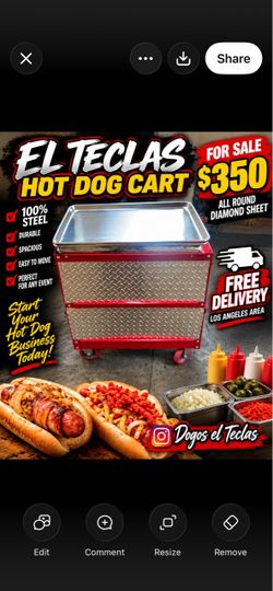 El Teclas Steel Hot Dog Cart