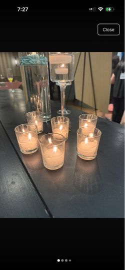 Set of 6 glass tea light candle holders