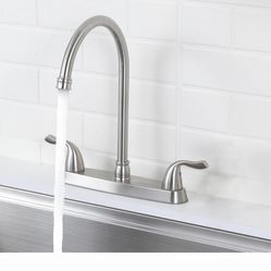 Brushed Nickel Kitchen Sink Faucet, 2 Handle 3 Hole Kitchen Faucet Without Sprayer, High Arc Swivel Spout K10 $30