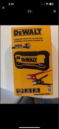 The DEWALT 1600 Peak Amp Lithium Jump Starter, DXAELJ16 is a portable jump starter and USB power bank in a small take-along size. 1600 peak amps of st