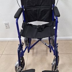 Lightweight Foldable Transport Wheelchair with Handbrakes