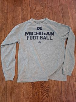 Michigan Wolverines Shirt Men's M GRAY  adidas Climalite Long Sleeve Football