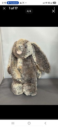 Jellycat Plush 12” Woodland Babe Bashful Bunny Rabbit Gray/Brown
