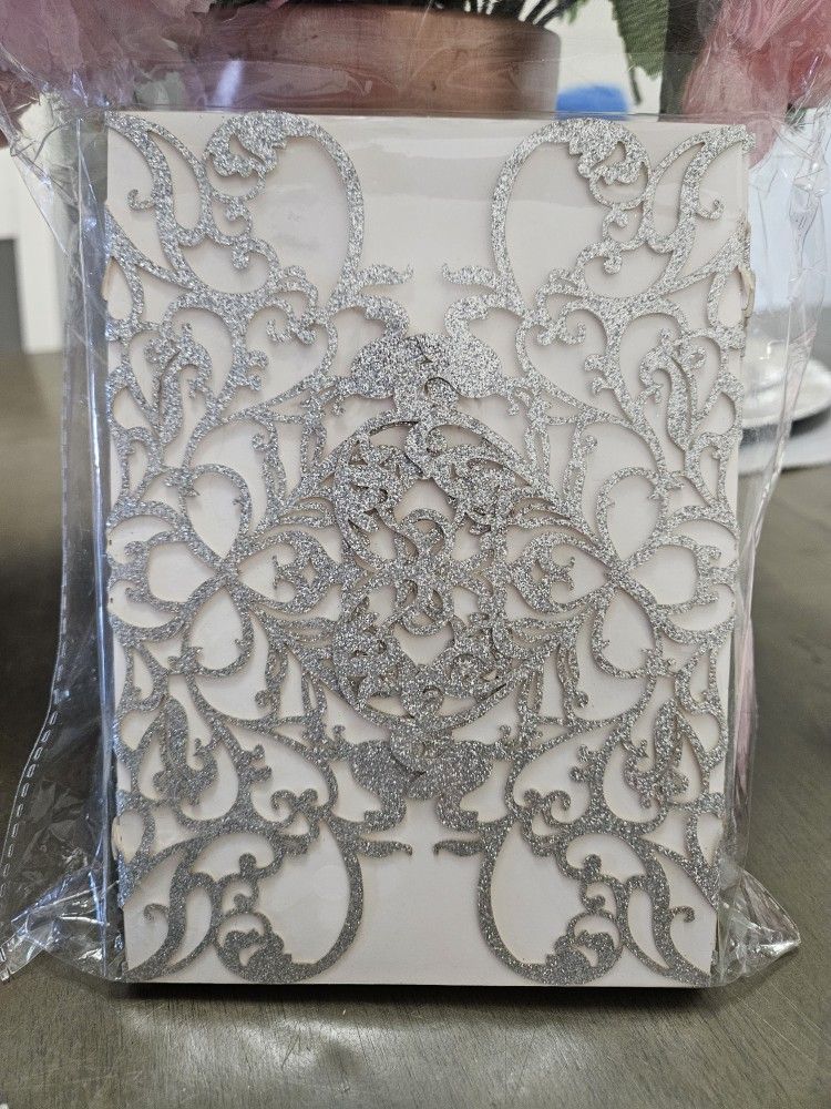 Silver Glitter INVITATION SLEEVES