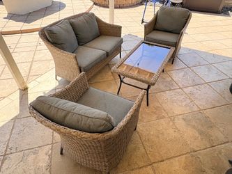 Outdoor Wicker Patio Conversation Set - 4 Pieces