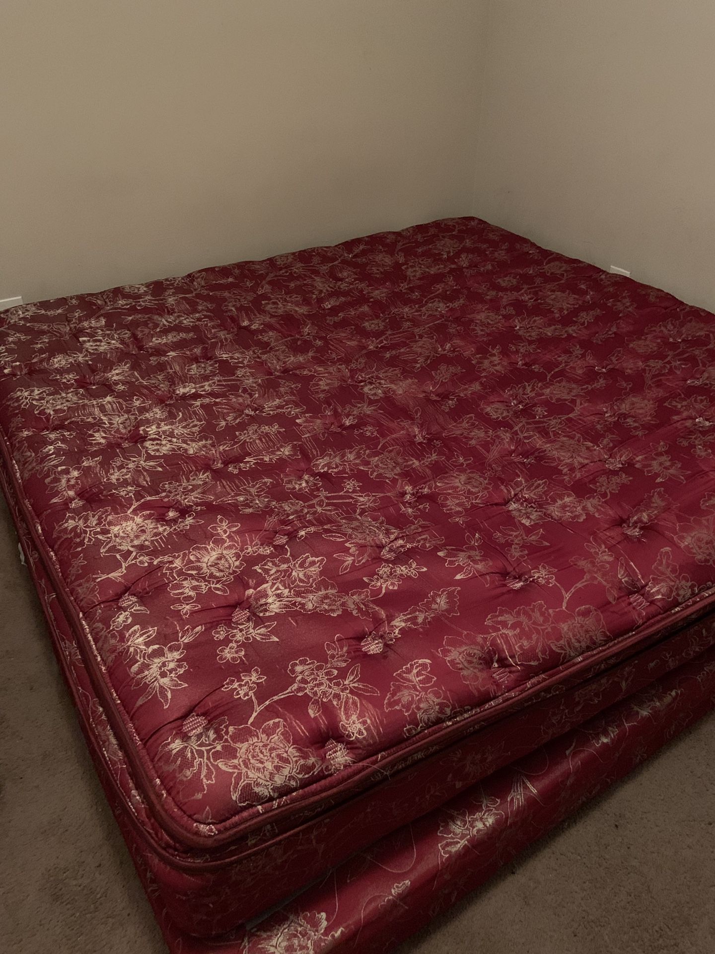 King bed with box springs and bed risers