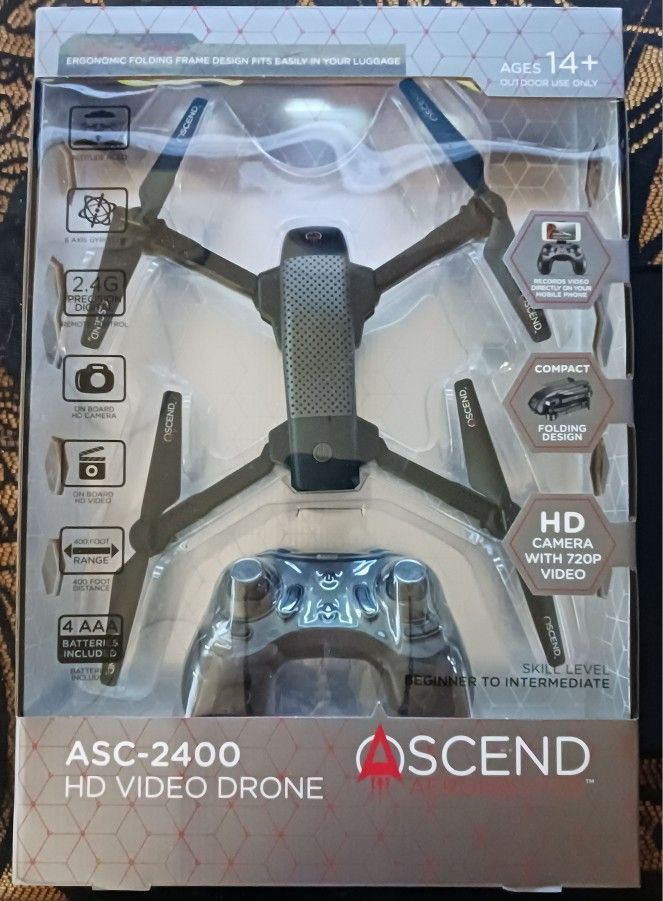 Ascend Aeronautics ASC-2400 720p HD Video Drone New In The Box
