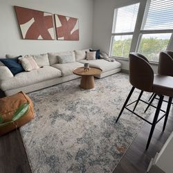 9x12 Area Rug Large Cream/Blue/Rust