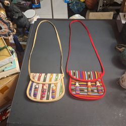 Guatemalan Worry Dolls Crossbody/Clutch 7" x 6" Purse, Velcro Closure, Zippered Compartment Inside & Strap Will Tuck Inside Making It A Clutch-Choice 