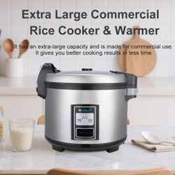 Commercial Rice Cooker 35 Cups Uncooked (70 Cups Cooked) with Stainless Steel Exterior,Large Rice & Grain Cooker for Restaurant,Double Protection,Silv