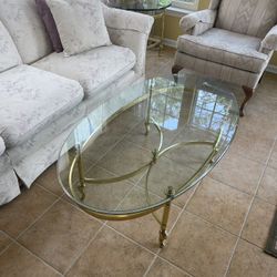Glass Top Coffee Table & 2 End Tables