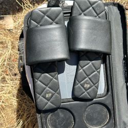 H&M 38 Black Quilted Slides
