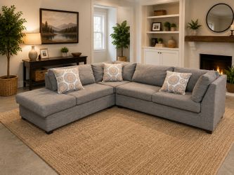 Free Delivery - Super Clean Large Gray Sectional Couch Set